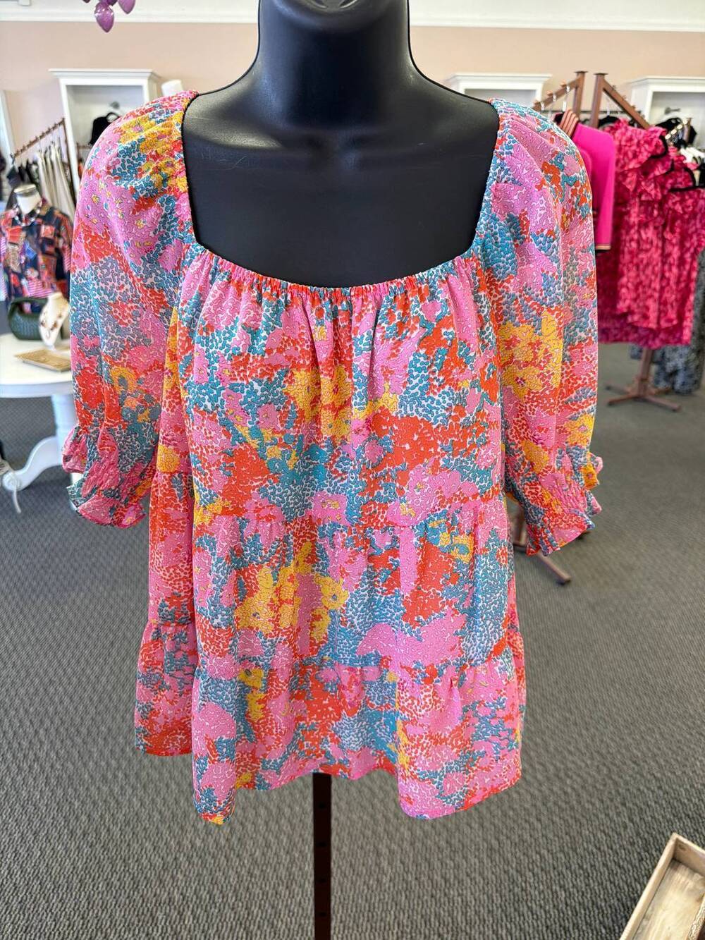 NEW JADE & JOY JOY women's zinnia painted garden top in pink